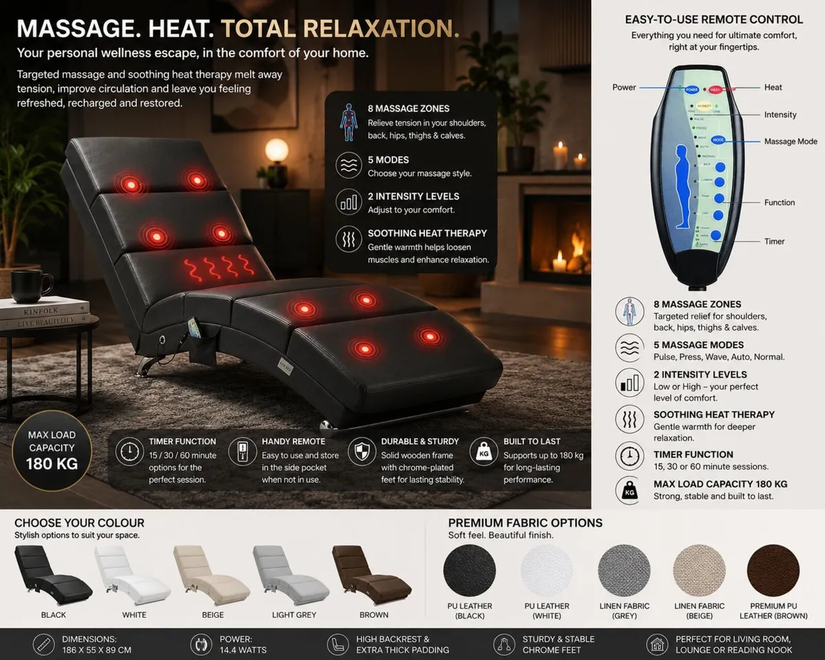 Relaxing Lounger Massage Heating Recliner - Image 1
