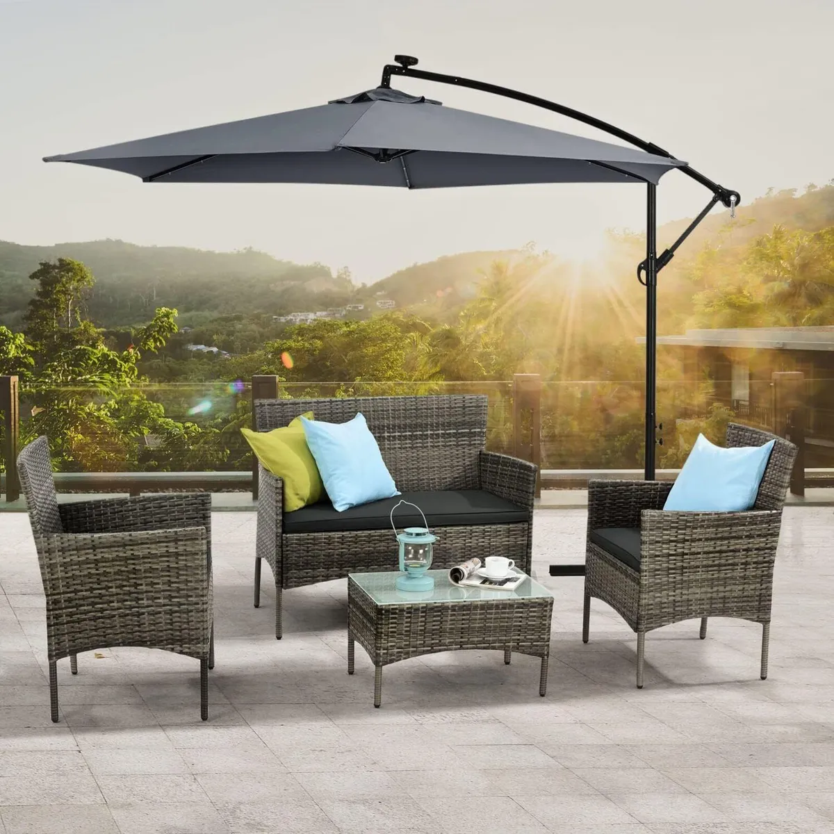 Rattan Garden Chair Set 4-Piece Patio Furniture - Image 2