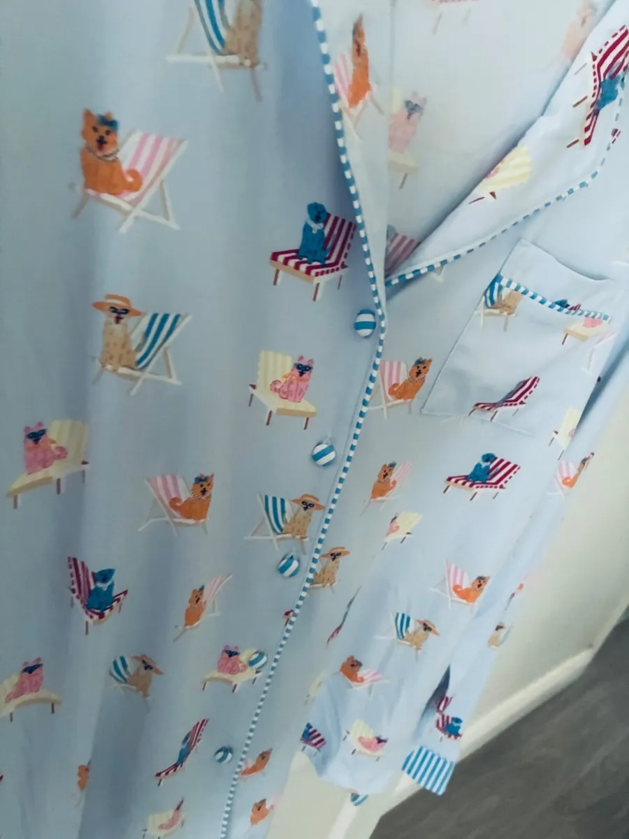 Blue Printed Boyfriend Pyjamas featuring a whimsic - Image 2