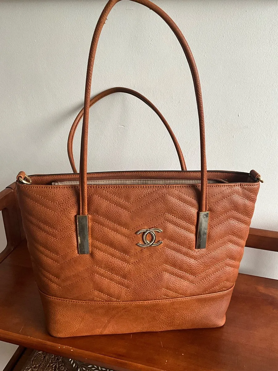 Brown Quilted Effect Leather Bag - Image 2