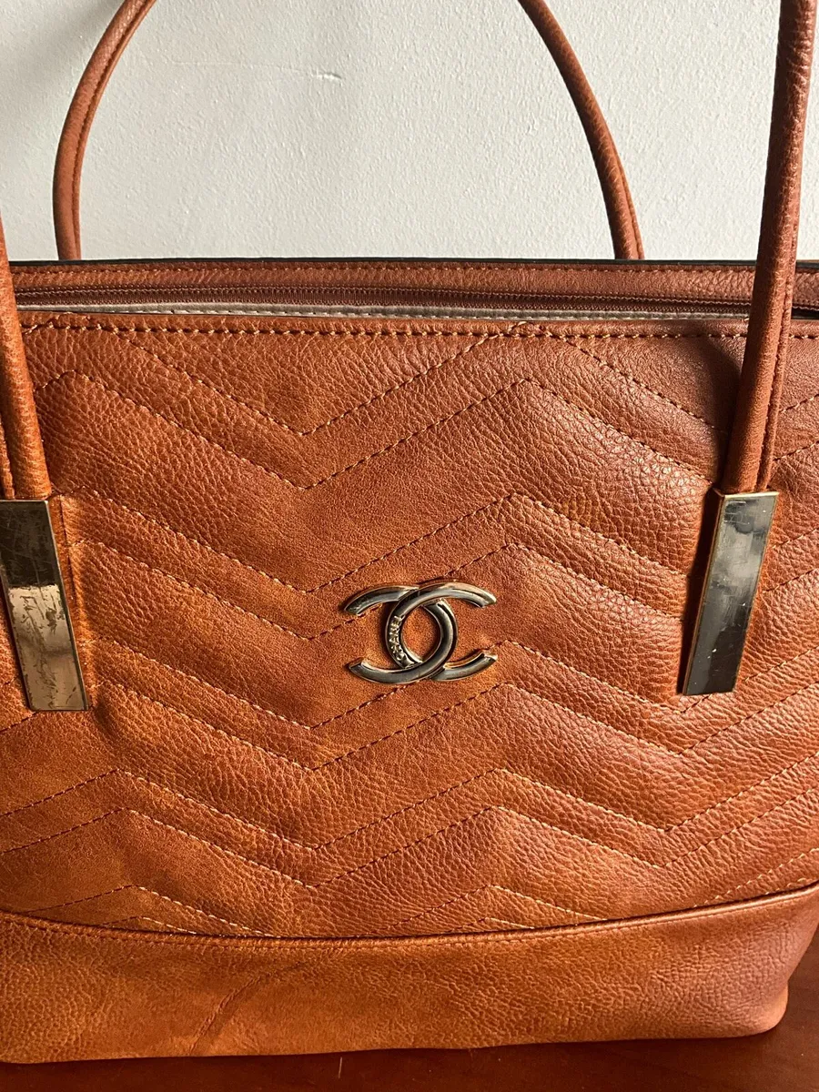 Brown Quilted Effect Leather Bag - Image 3