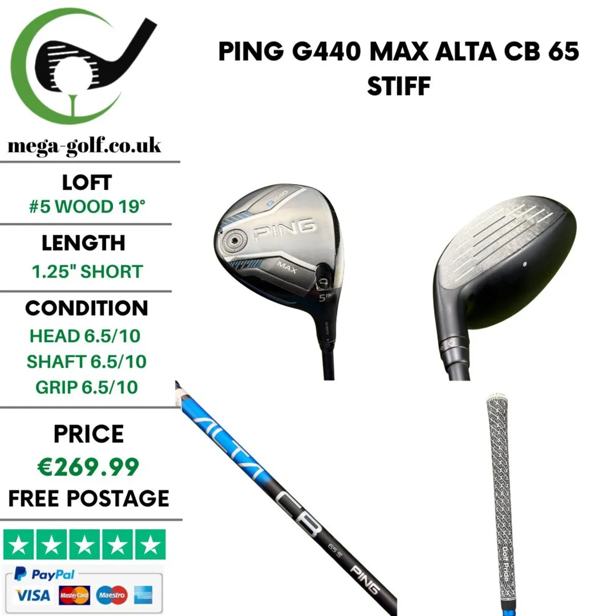 Ping G440 Max #5 Wood 19° / Alta CB 65 Stiff - Image 1