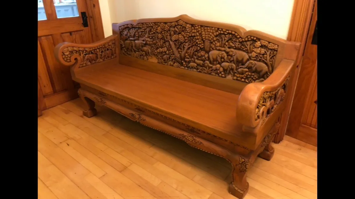 Wood Carved Liunge - Image 1