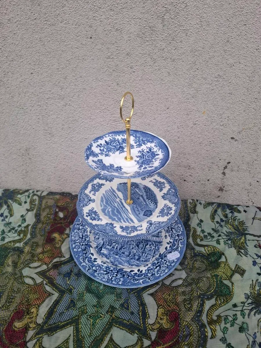 Blue homemade English cake stand postage possible - Image 1