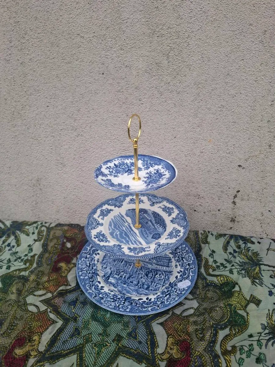 Blue homemade English cake stand postage possible - Image 2