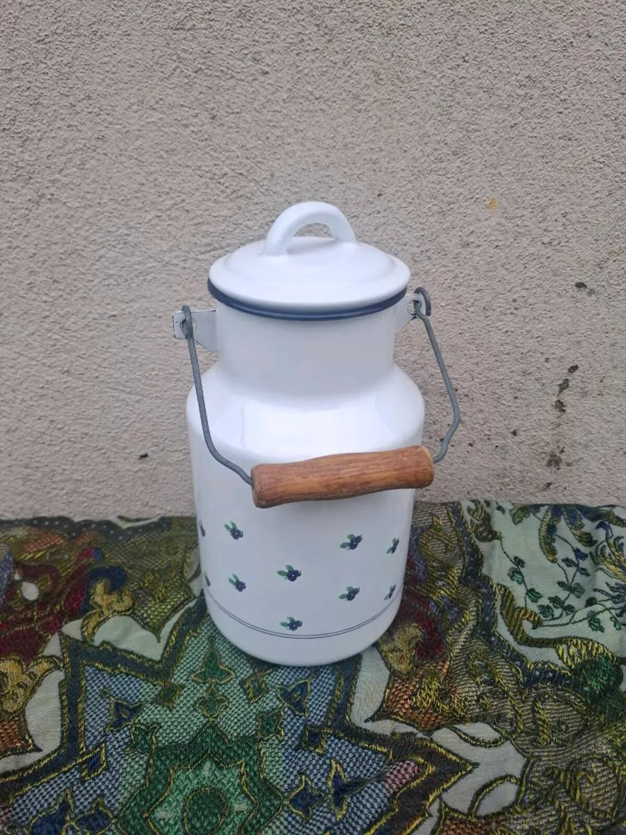 Enamel fliral milk churn postage possible - Image 2