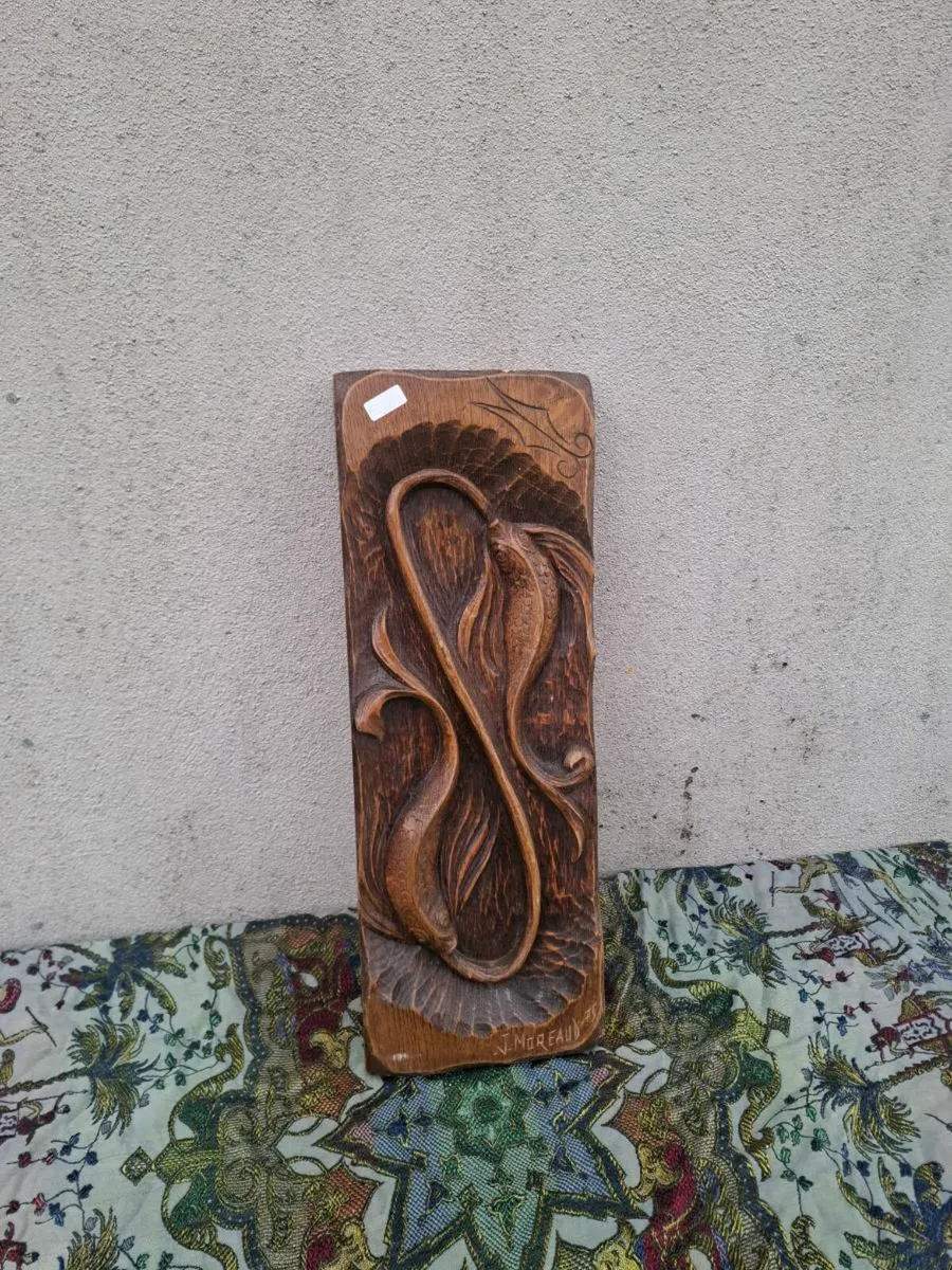 Solid carved wood fish design possible to post - Image 2