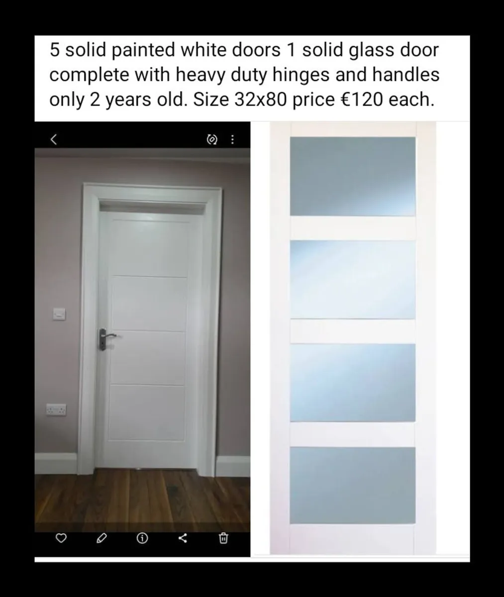 Internal doors. 6 solid white heavy doors.