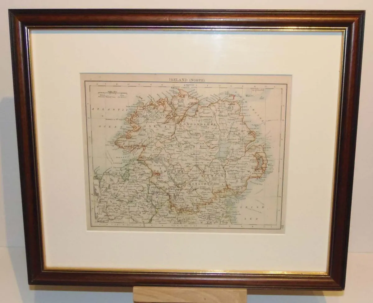 Pair Antique Maps Ireland 1905 Framed - Image 2