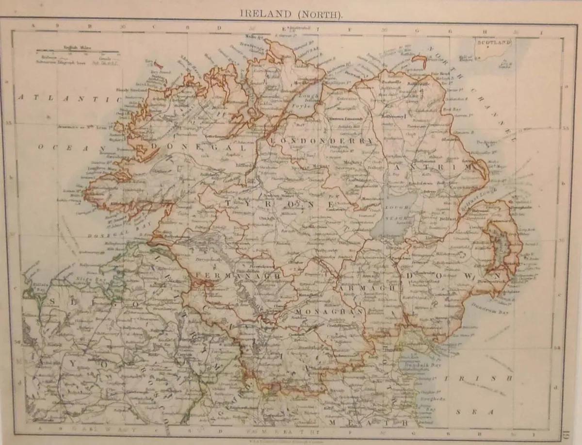 Pair Antique Maps Ireland 1905 Framed - Image 3