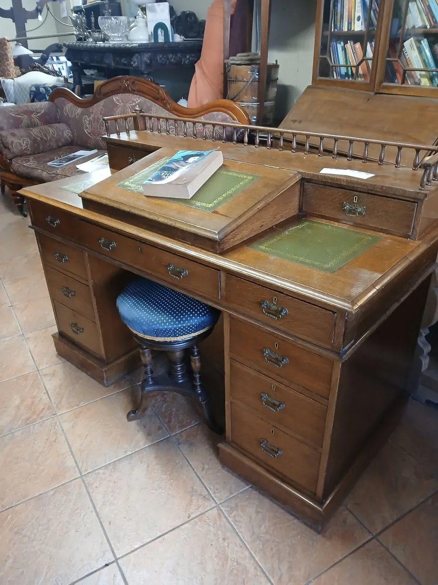 antique oak writing desk - Image 1