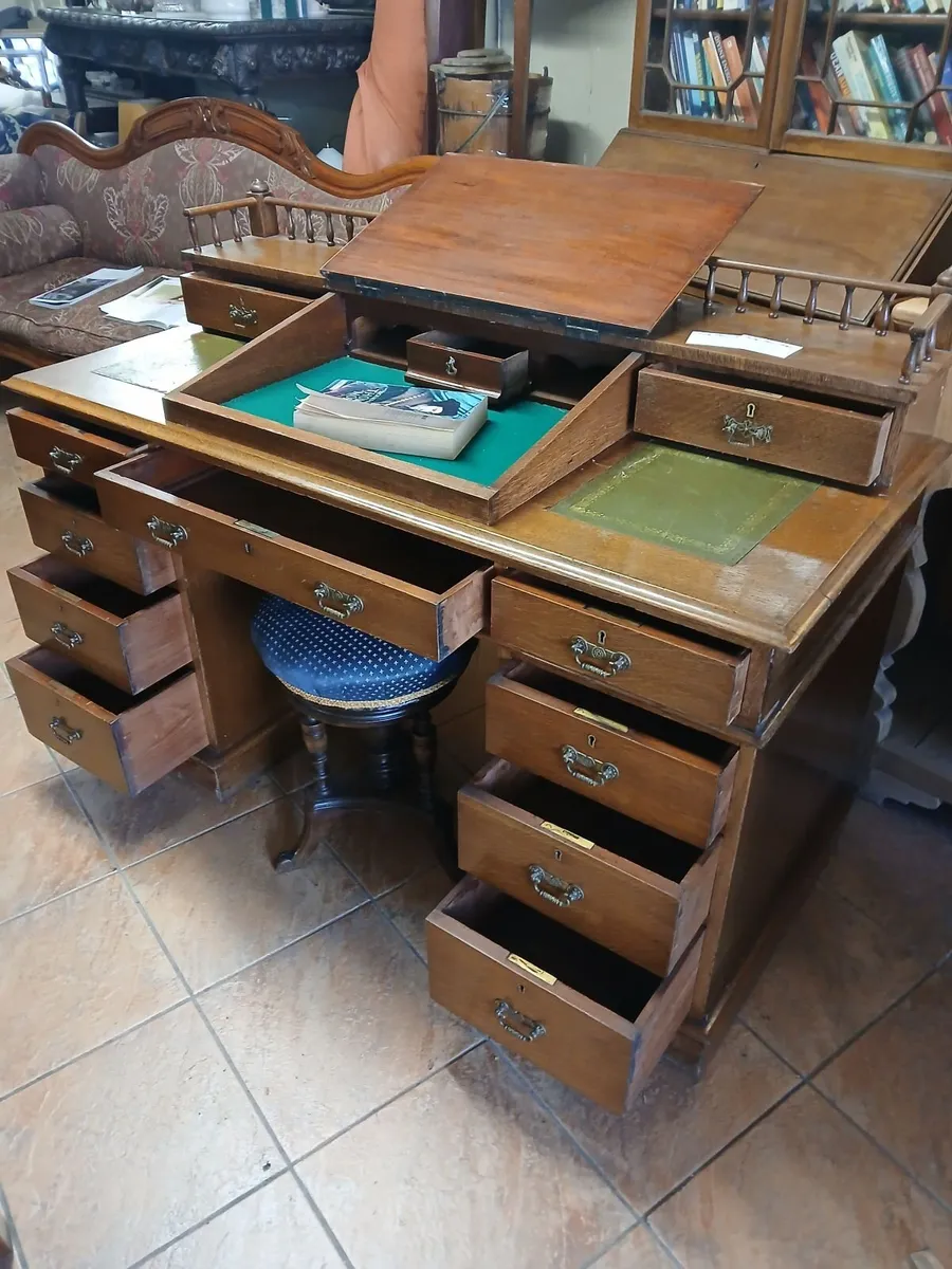 antique oak writing desk - Image 2