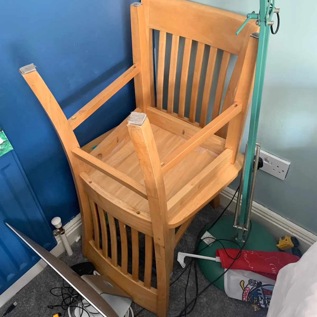 4 x Wooden table chairs - Image 1