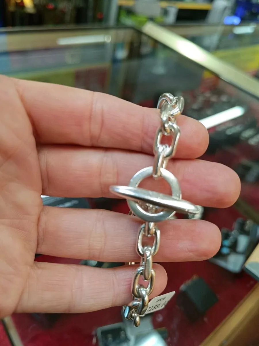 Interlock Link , Sterling Silver Bracelet - Image 1