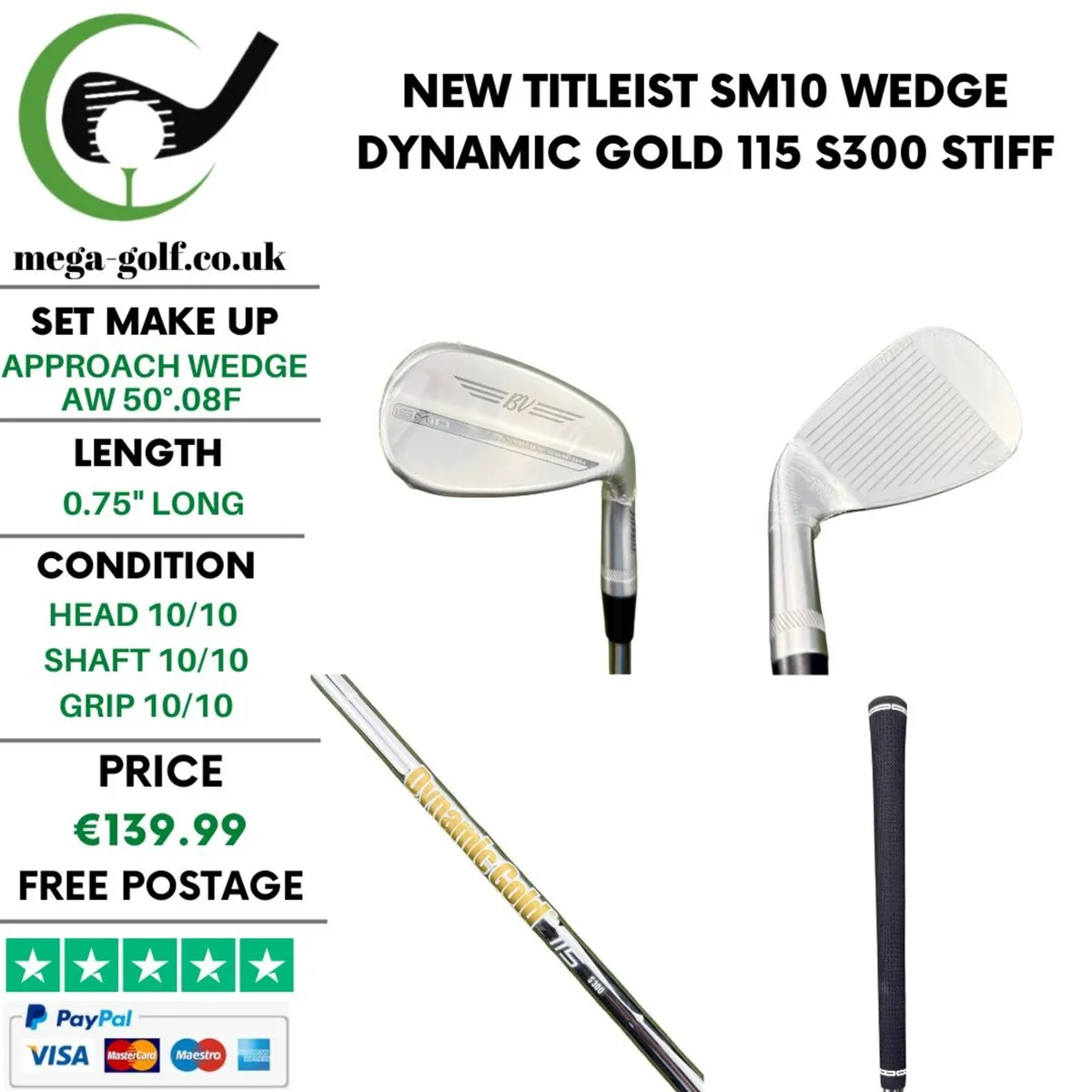 New Titleist SM10 Wedge Aw 50°.08F / Stiff - Image 1