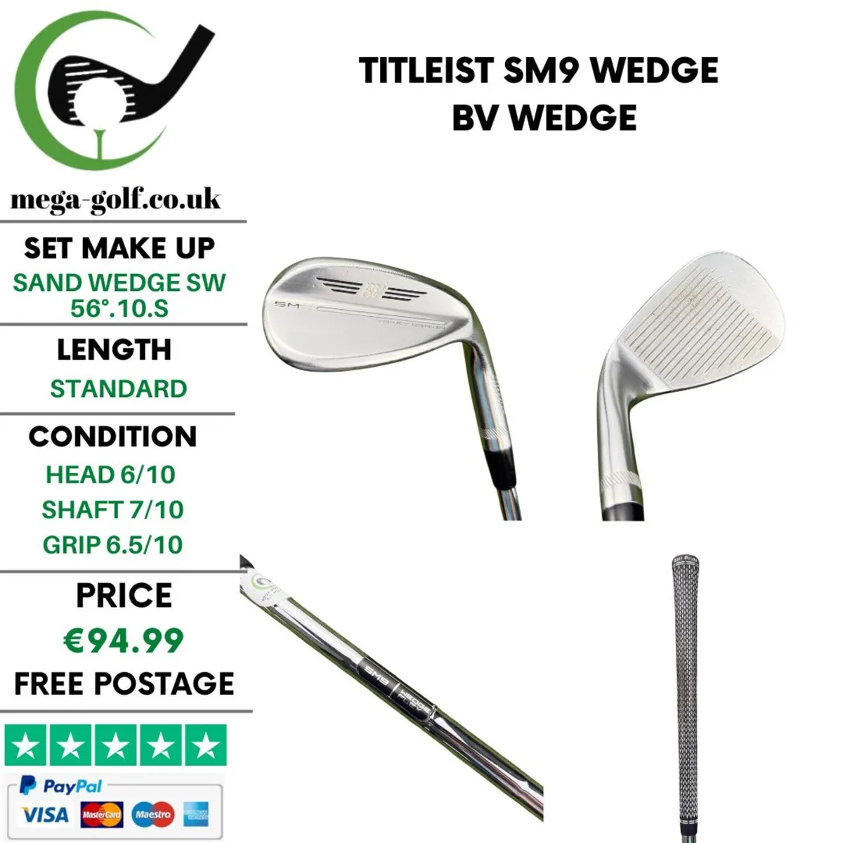 Titleist SM9 Wedge Sw 56°.10.S / Bv Wedge - Image 1
