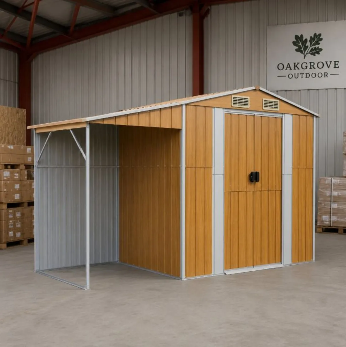 Wooden effect Metal garden shed Free delivery - Image 1