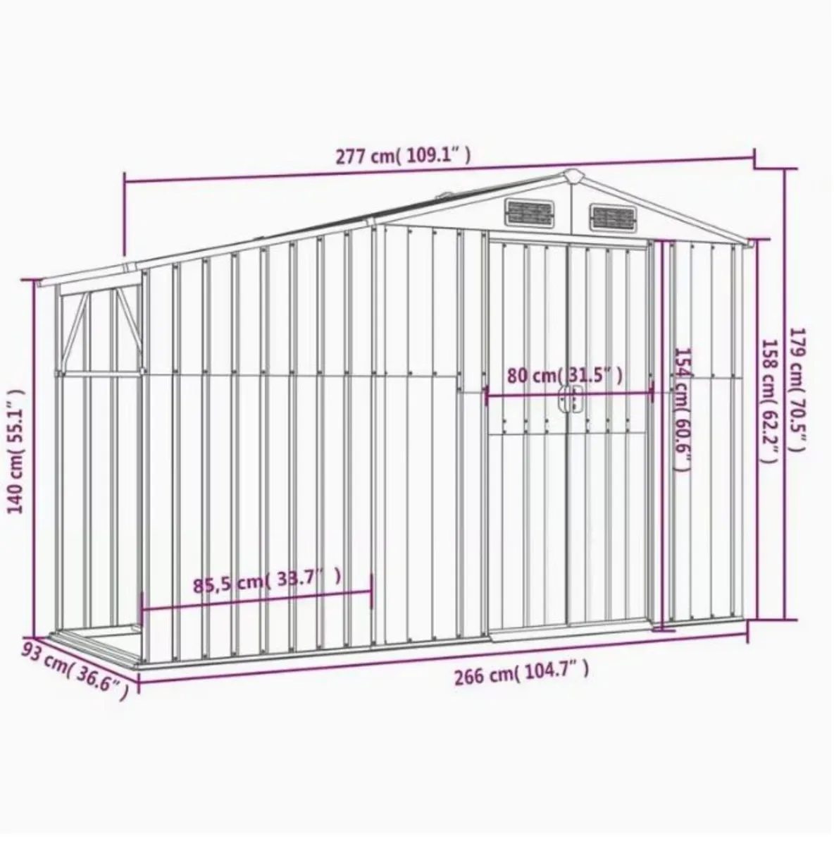 Wooden effect Metal garden shed Free delivery - Image 4