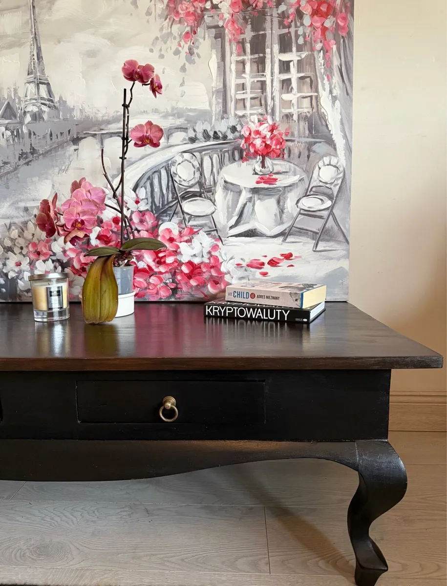 Hand-Restored Two Tone Solid Wood Coffee Table - Image 4