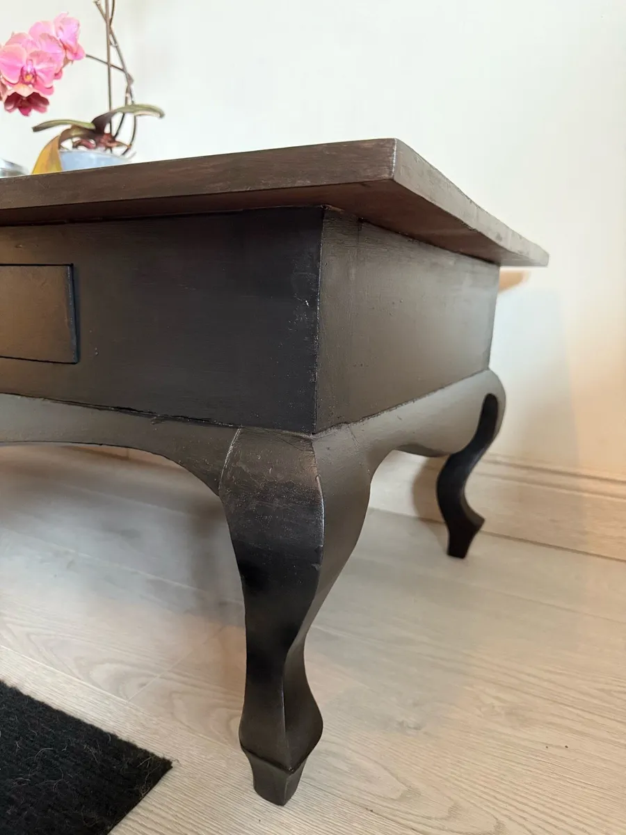 Hand-Restored Two Tone Solid Wood Coffee Table - Image 3