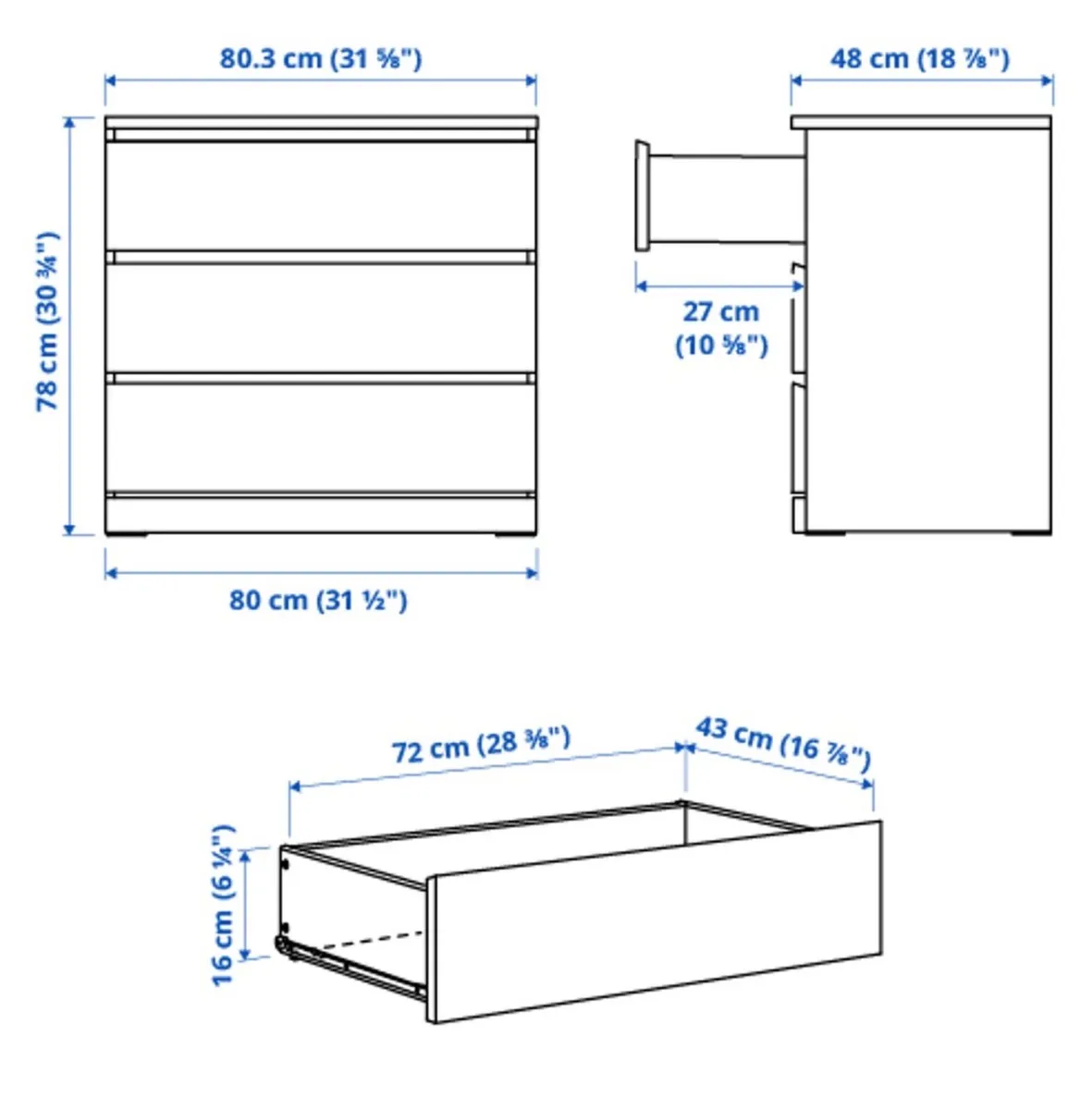 IKEA MALM Chest of Drawers - Image 3