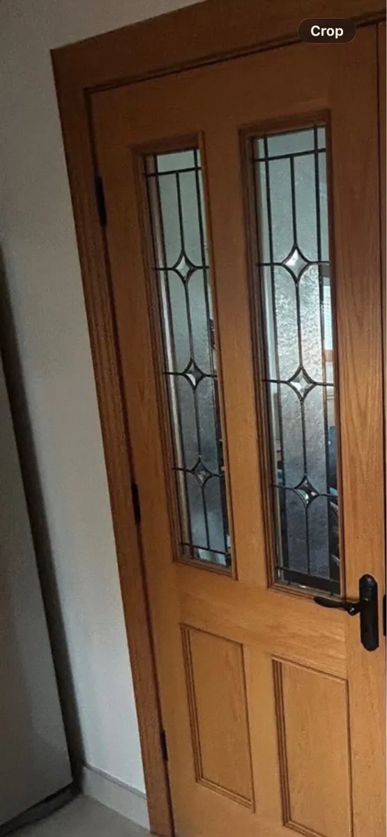 Solid oak door with glass insert