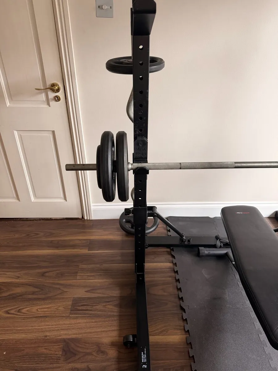 Barbell Rack with 2x barbell & Weights - Image 2