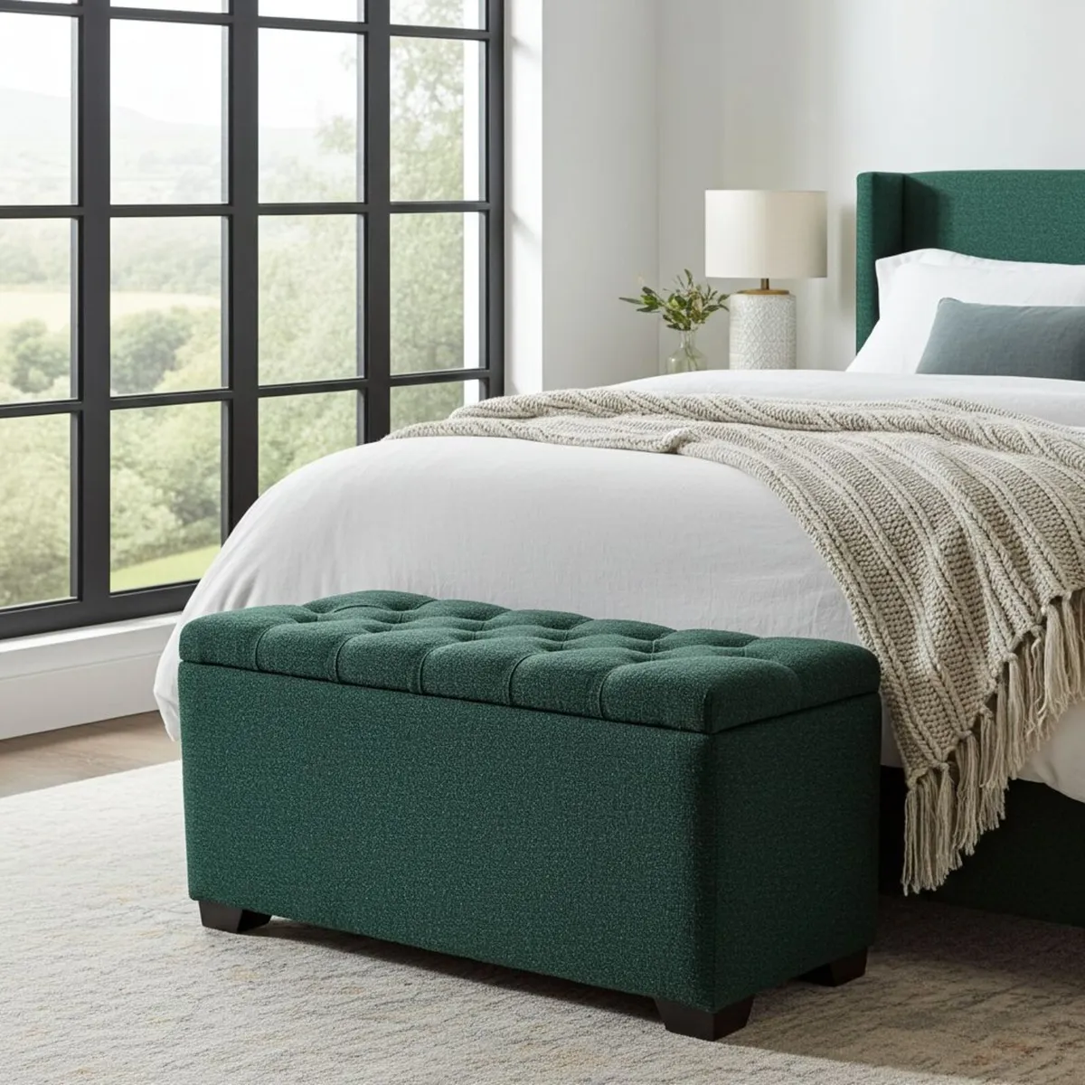 Elegance Boucle Ottoman with Storage 100x40cm - Image 2