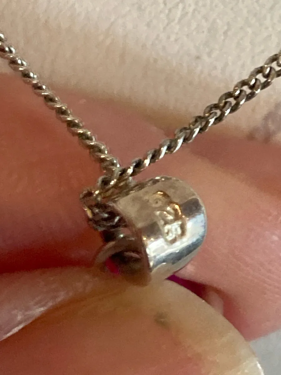 Sterling Silver pink crystal pendant and chain - Image 3