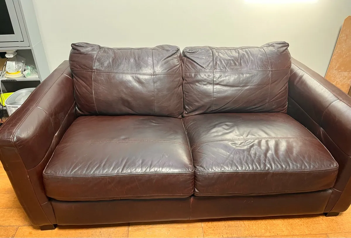 Brown leather couches large 3 & 2 seater - Image 1
