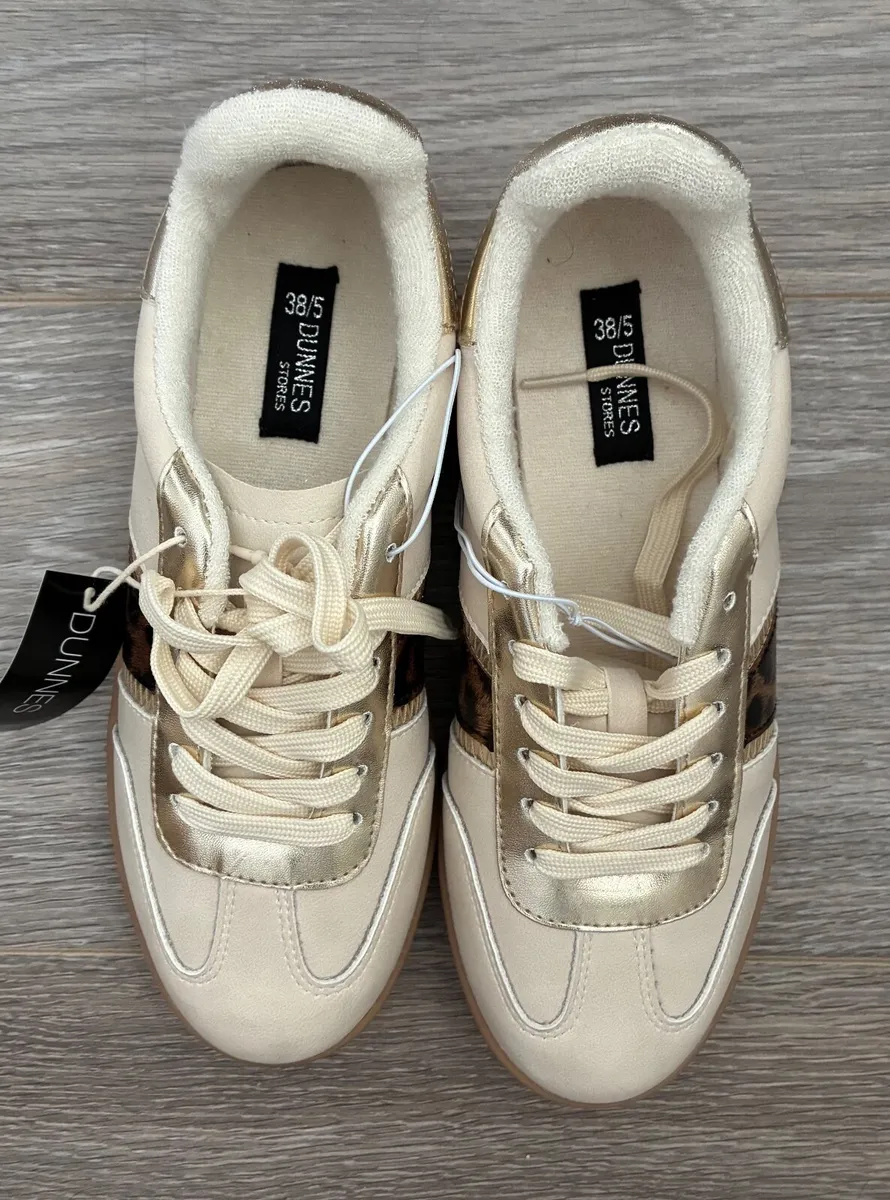 NEW beige and leopard print ladies trainers  Paul - Image 1