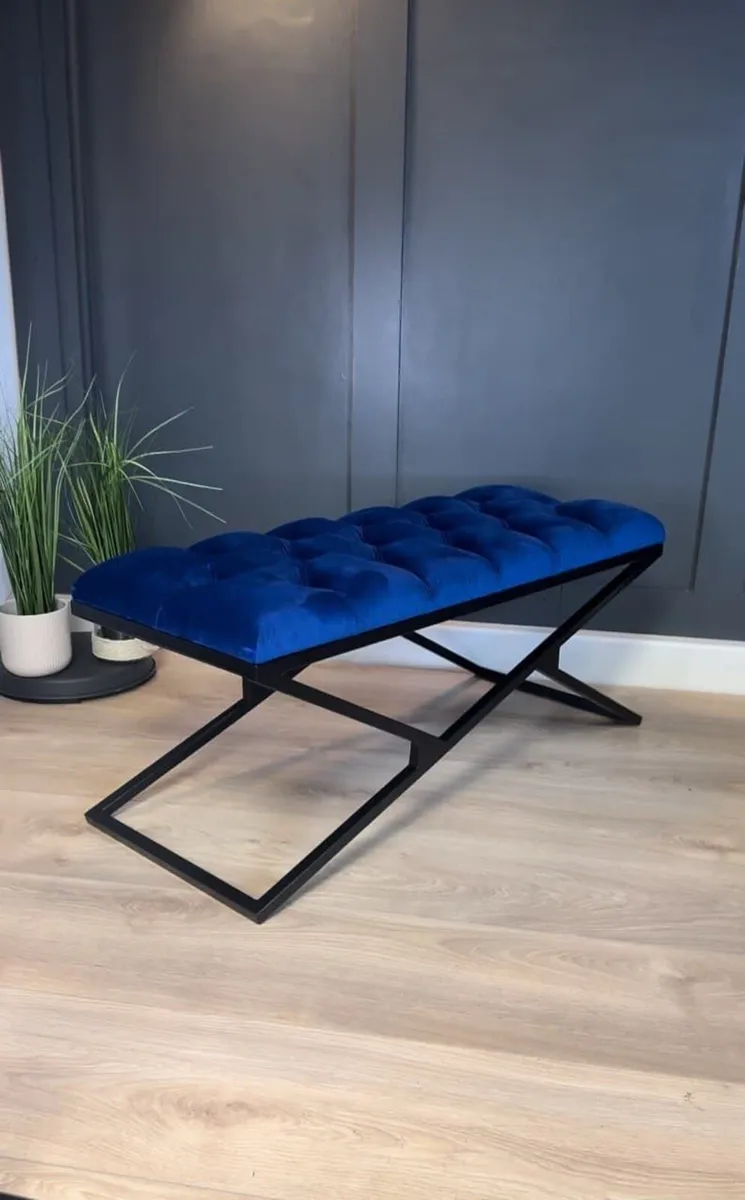 Metal-Framed Bench 100x40cm Gold Frame - Image 1
