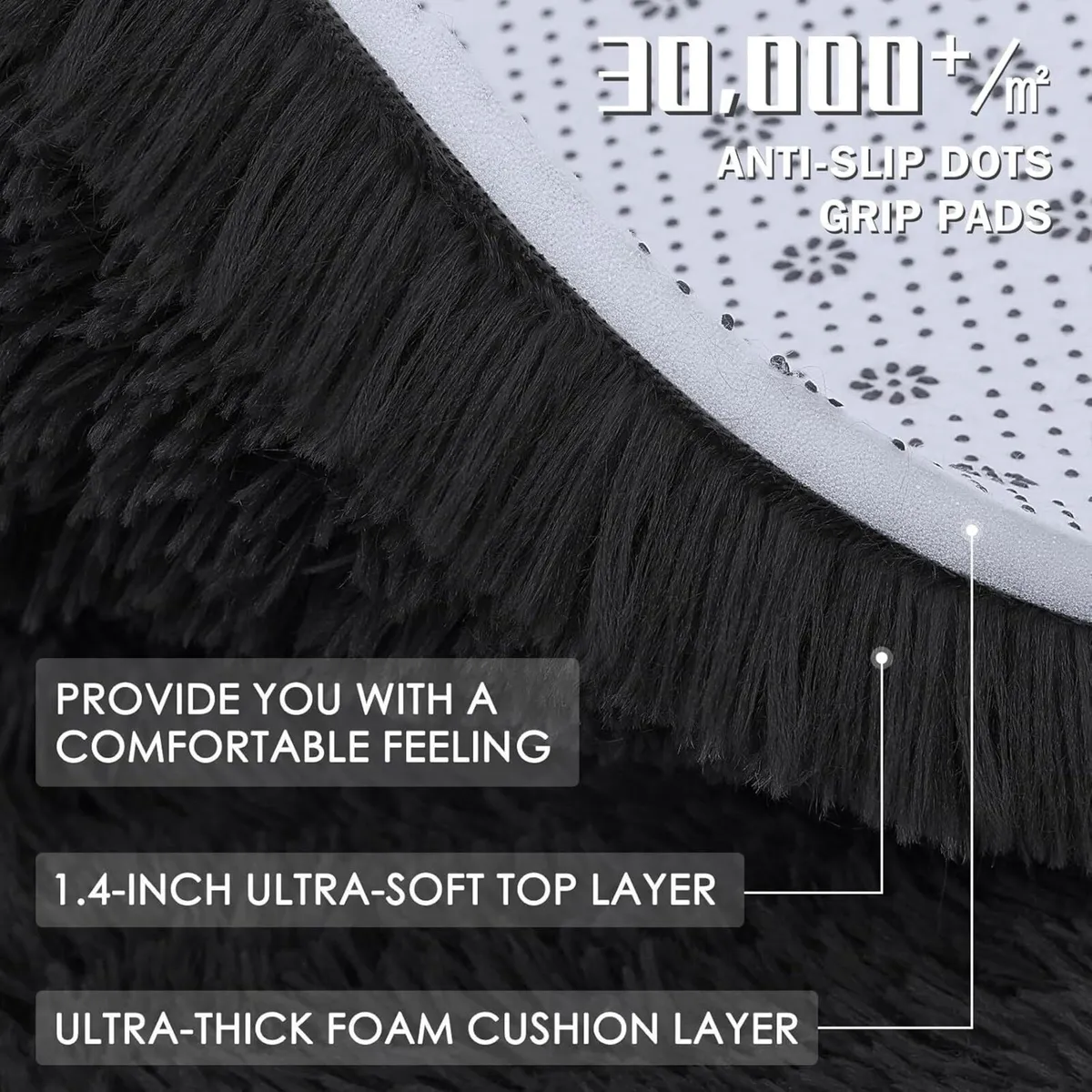 Fluffy High Pile Rugs Living Room Large Anti Slip - Image 3