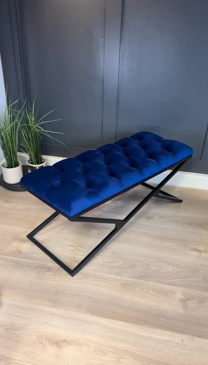 Metal-Framed Bench 100x40cm Gold Frame - Image 2