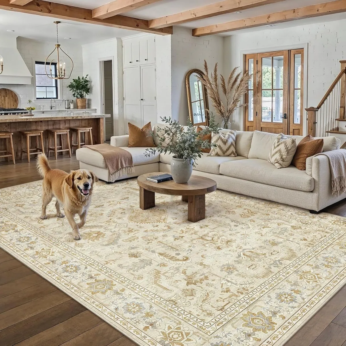 Beige Rugs Living Room 240x300cm Vintage Machine - Image 1