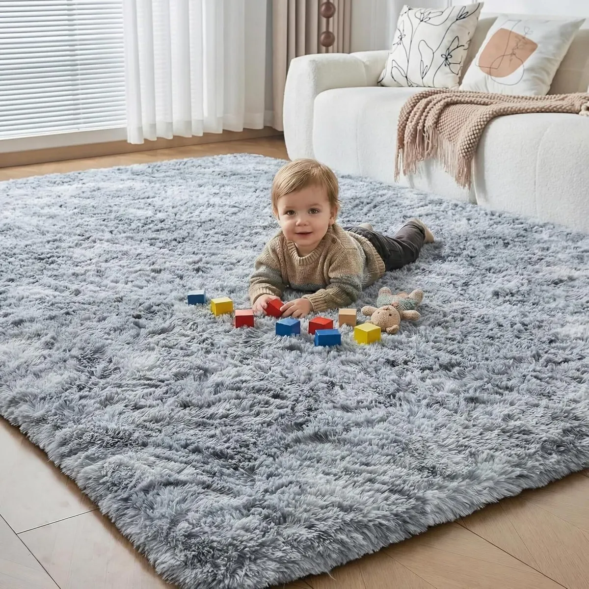 Fluffy Shaggy Living Room Rugs Large- Non Slip - Image 1