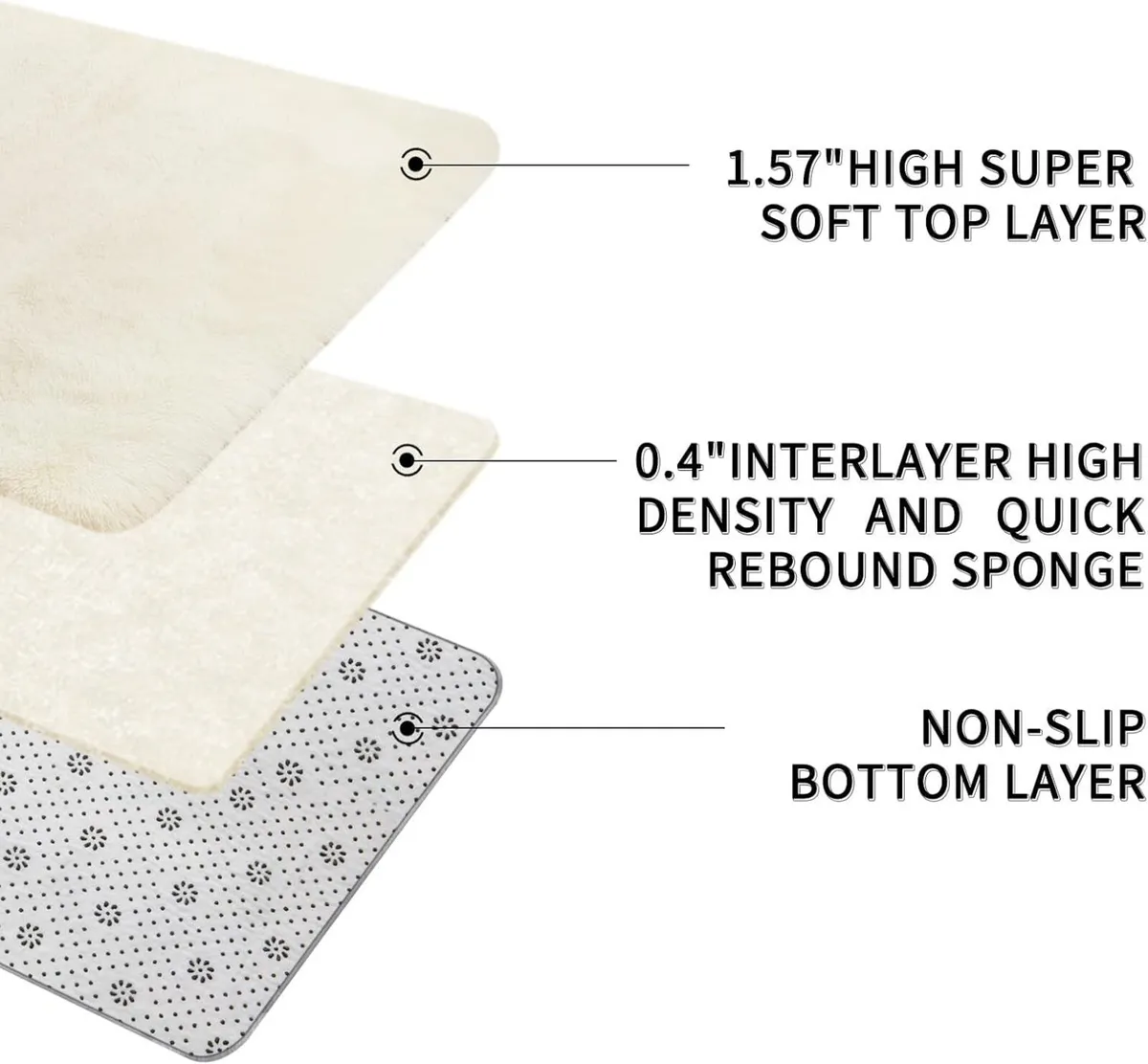 Rugs Living Room 240x340cm Cream Area for Bedroom - Image 3