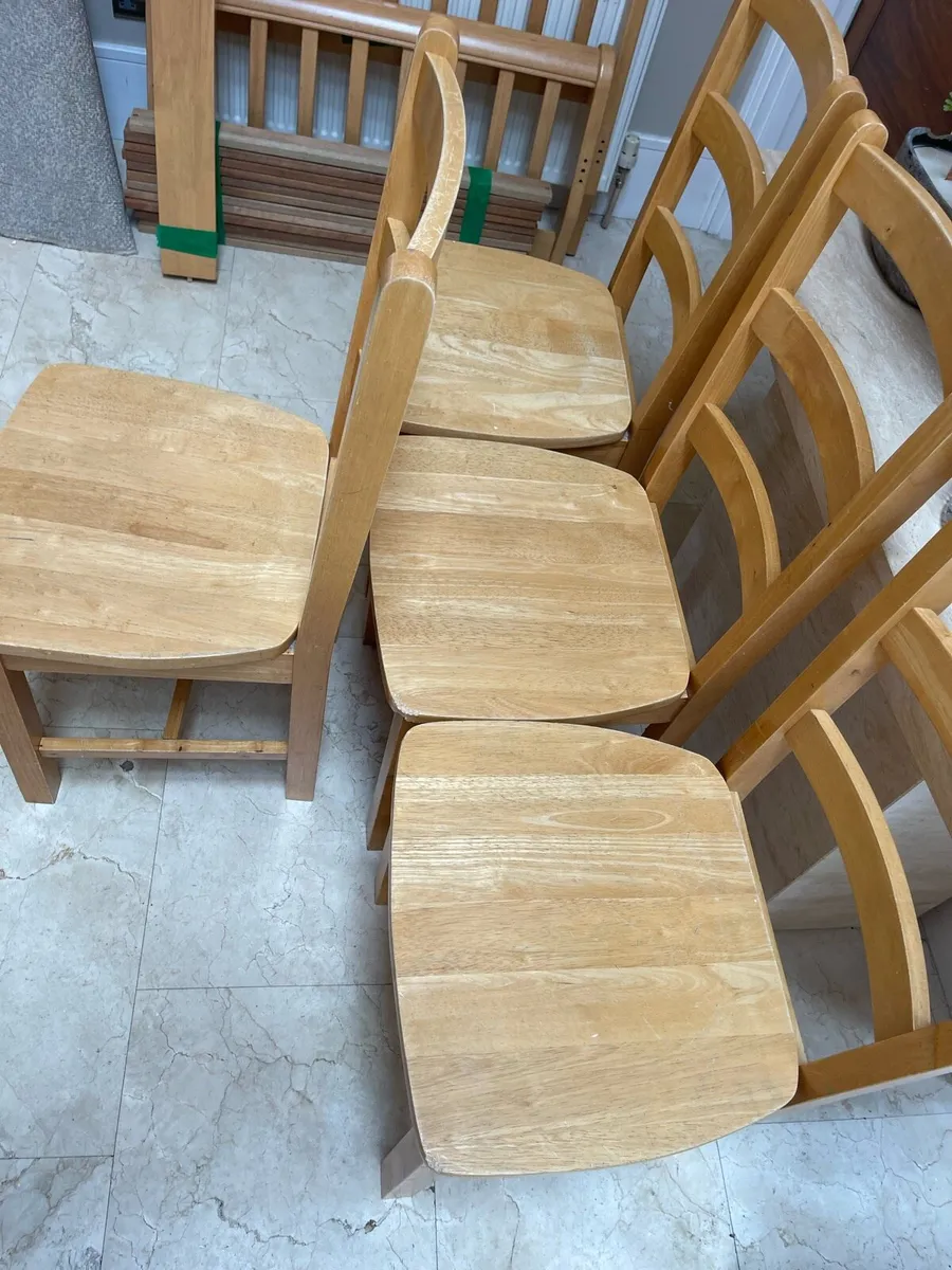 4 x Solid White Oak Wooden Kitchen Dining Chairs - Image 2