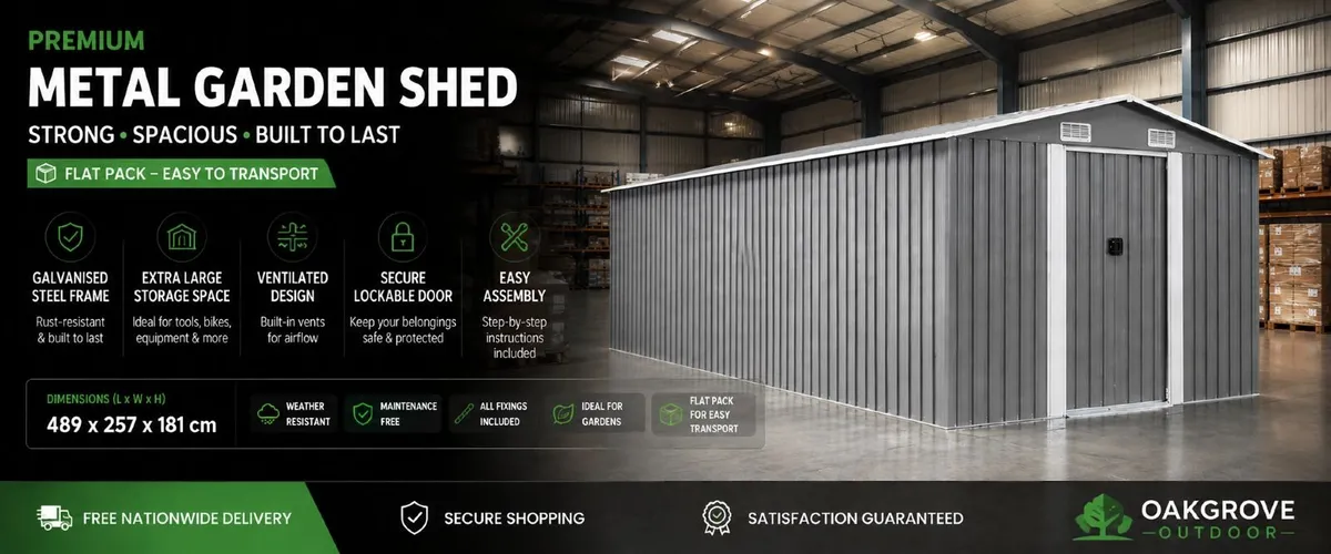 PREMIUM LARGE METAL GARDEN SHED FREE DELIVERY - Image 2