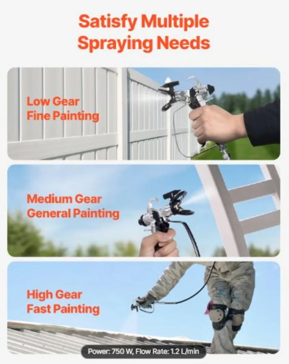 Stand Airless Paint Sprayer, 750W 3000PSI High - Image 3