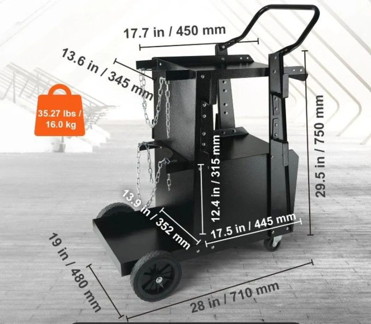 Heavy Duty Welding Cart with Lockable Cabinet and - Image 4