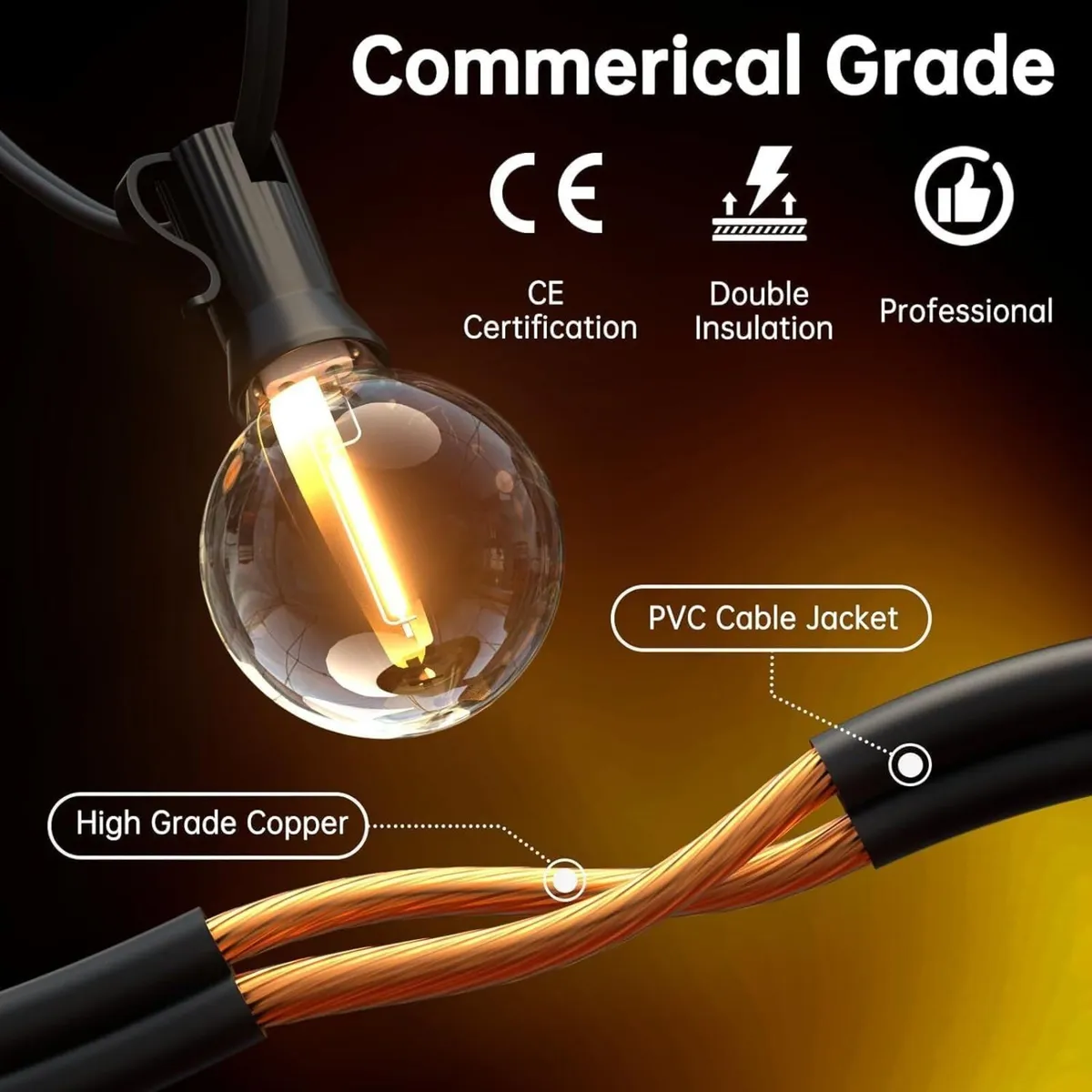Outdoor String Lights Main Powered 200FT 60M - Image 3