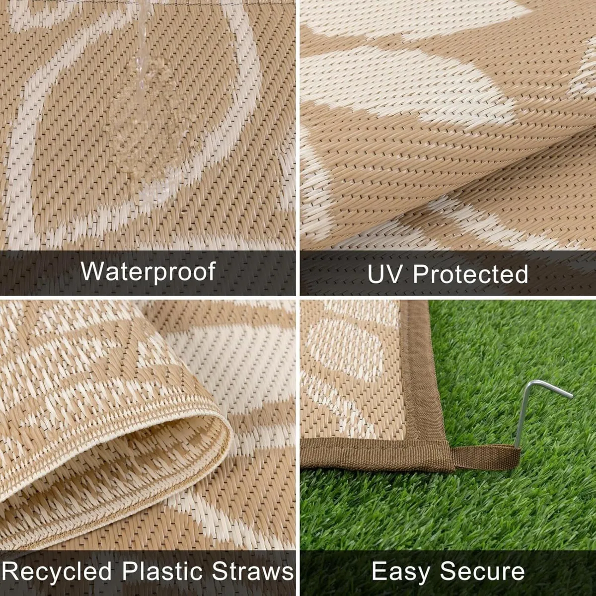 Outdoor Rug 270 x 360 cm Large Reversible Garden - Image 3