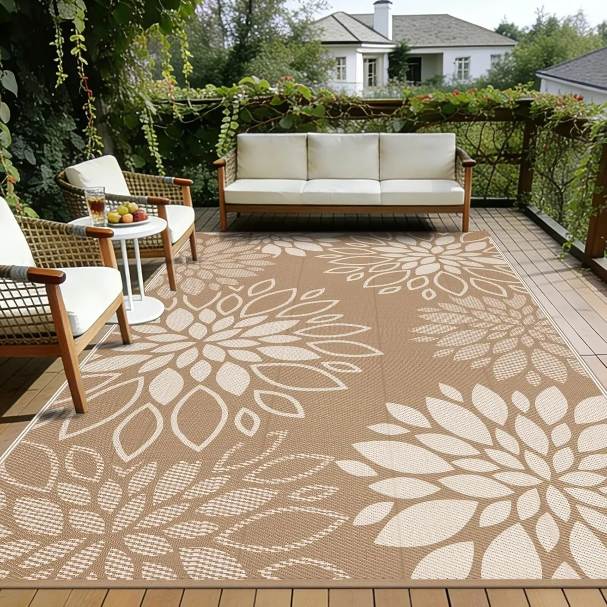 Outdoor Rug 270 x 360 cm Large Reversible Garden - Image 1