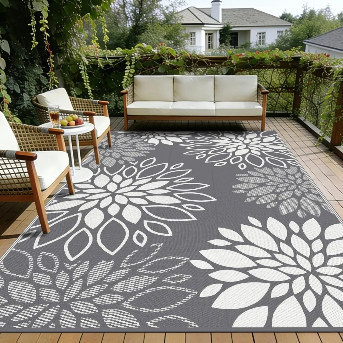 Outdoor Rug 270 x 360 cm Large Reversible Garden - Image 1