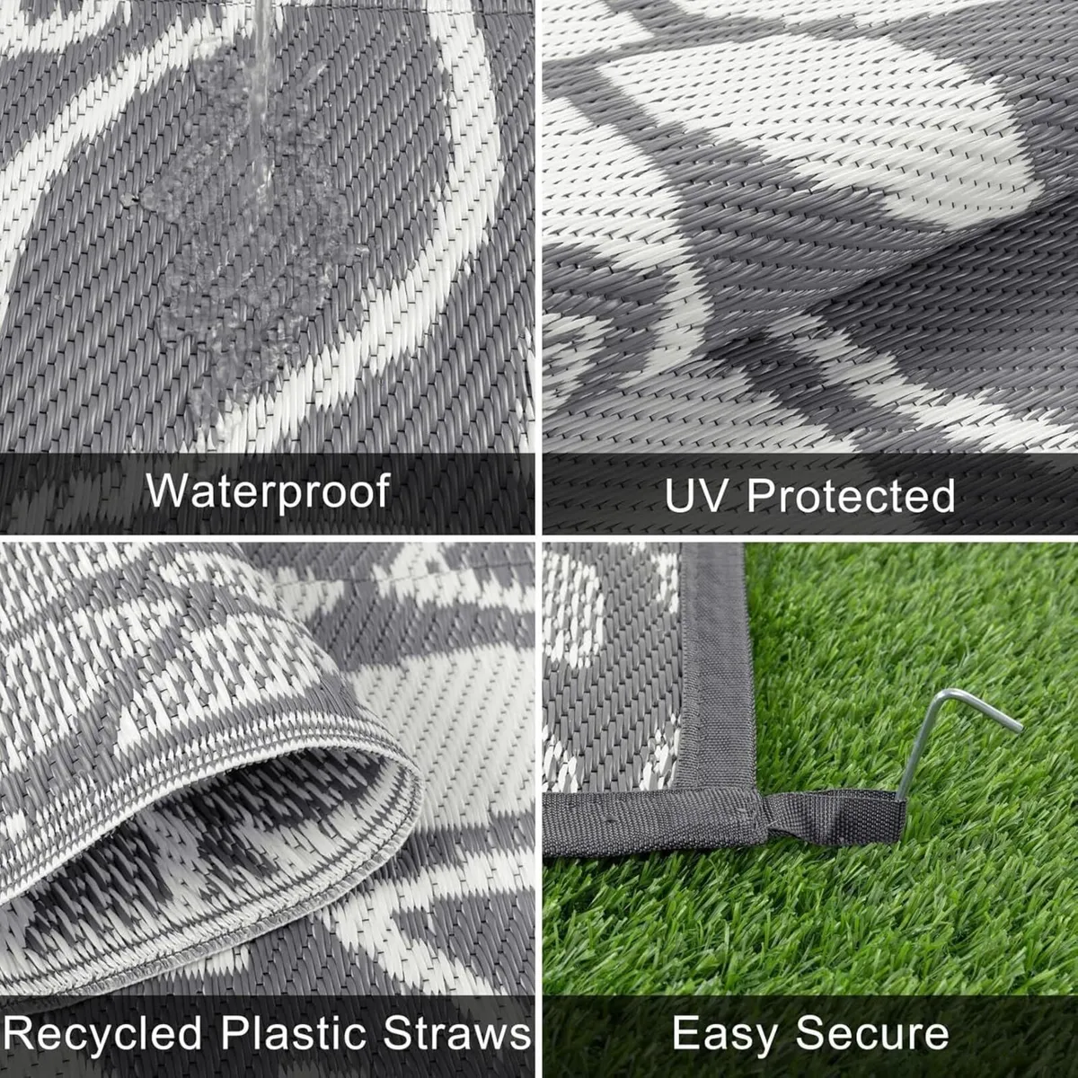Outdoor Rug 270 x 360 cm Large Reversible Garden - Image 3