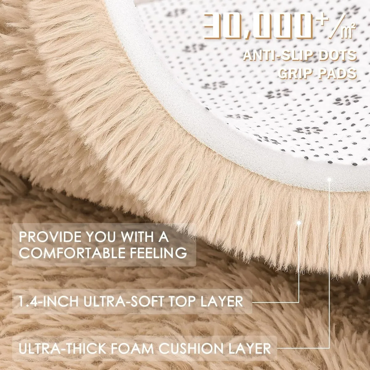 Fluffy High Pile Rugs Living Room Large Anti Slip - Image 3