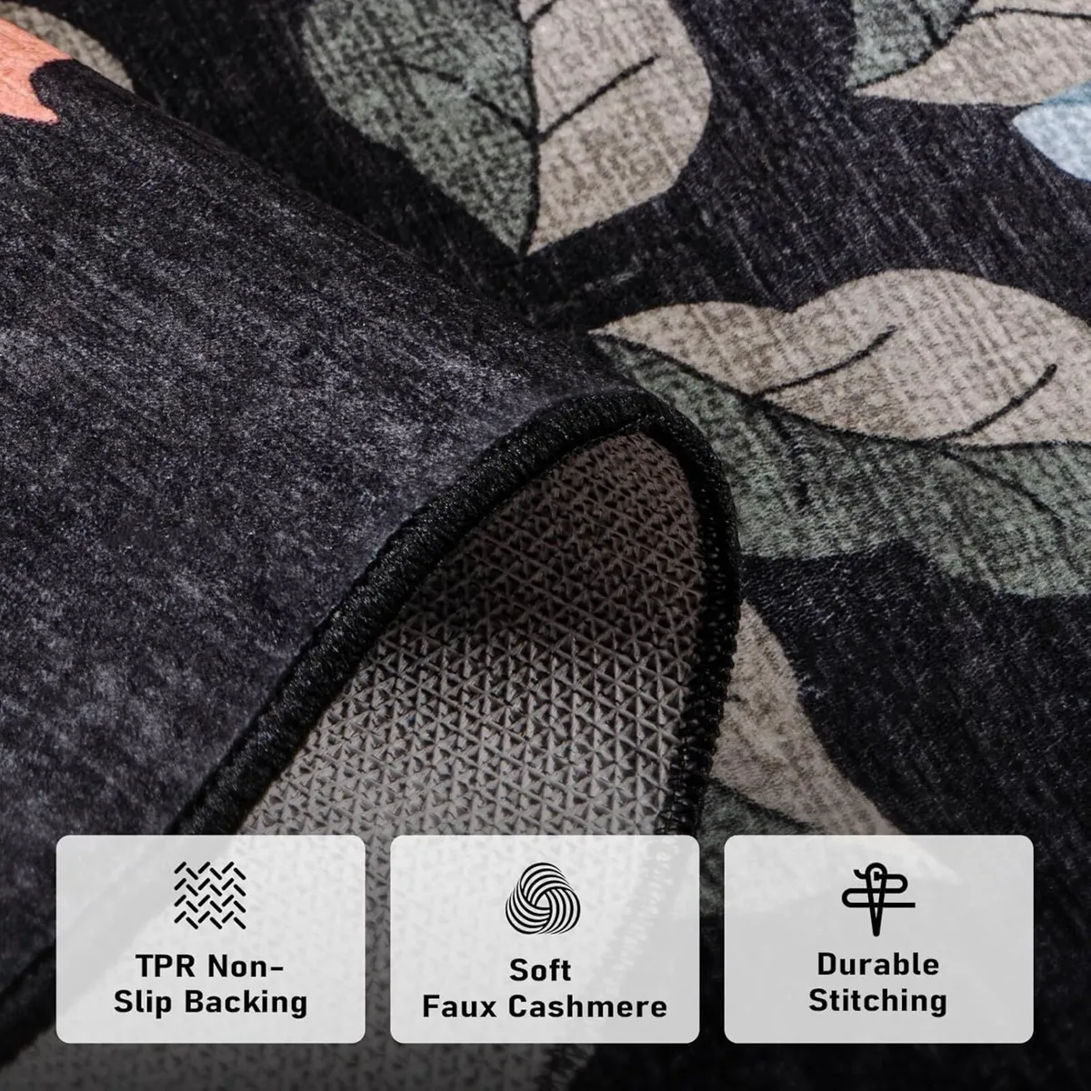 Floral Living Room Rug Vintage Scalloped Boho - Image 2