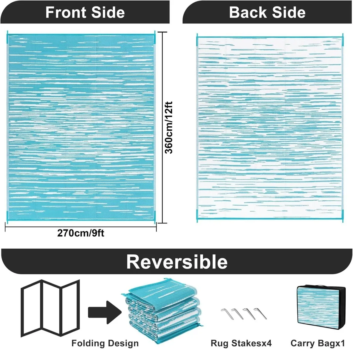 Outdoor Rug 270 x 360 cm Extra Large Garden Rugs - Image 2