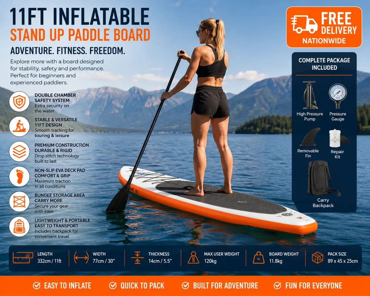 1ft Inflatable Stand Up Paddle Board with Double C - Image 1